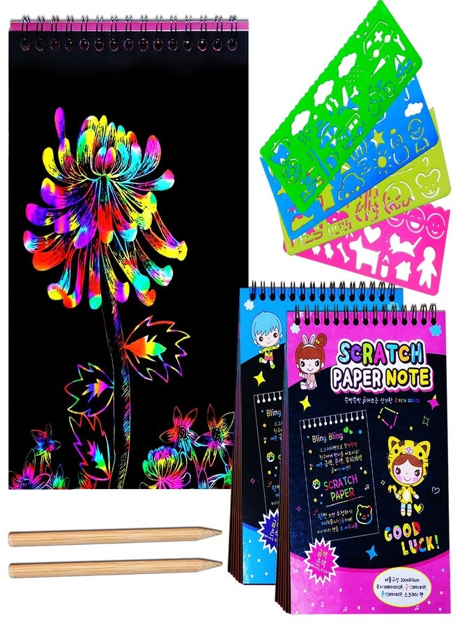 JUNQIU US JUNQIU Scratch Paper Art for Kids, 2 Pack Bulk Rainbow Scratch Paper Crafts Toys for 3 4 5 6 7 8 9 10 Years Old Girls Kids Birthday Gifts - Image 1